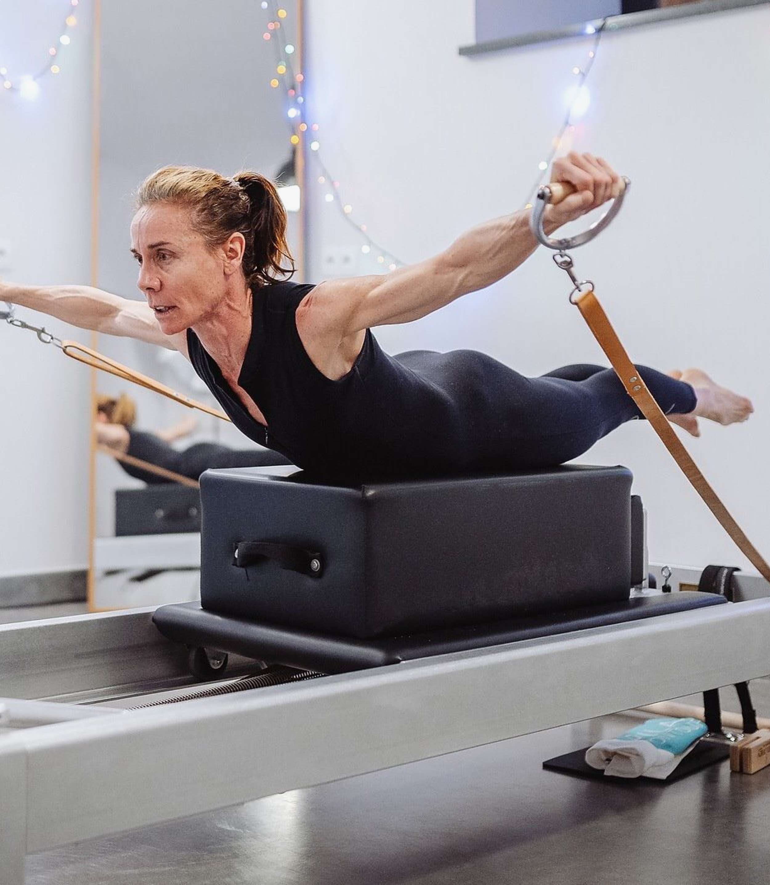 Reformer Leather Straps in use