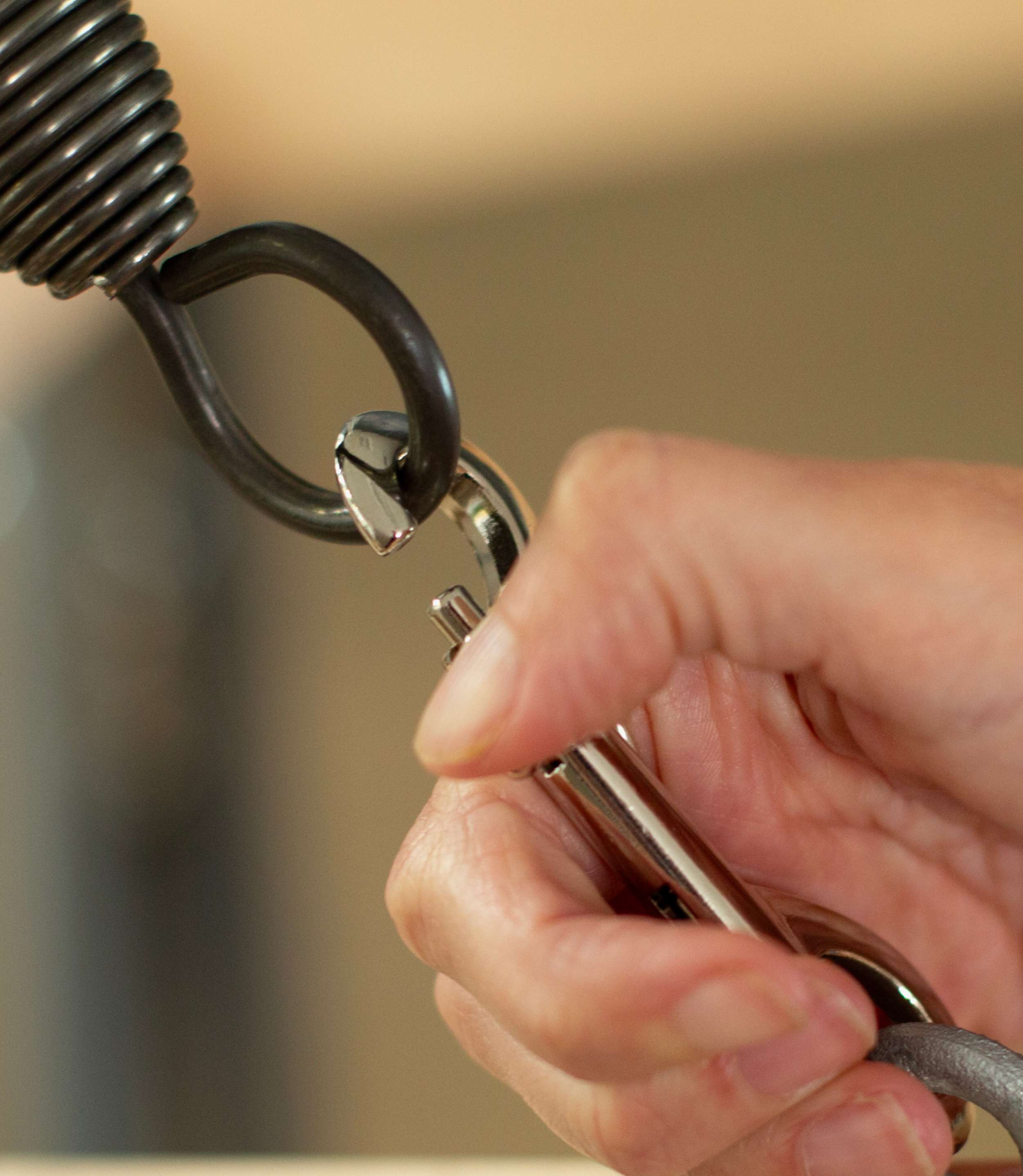 double ended clip in use