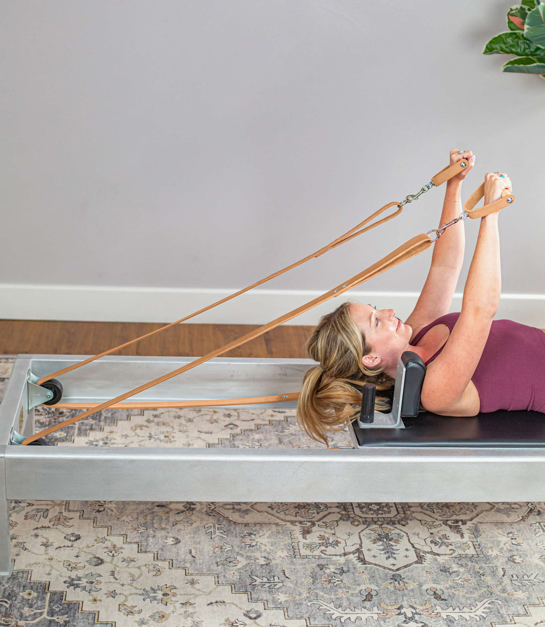 Reformer Leather Straps in use